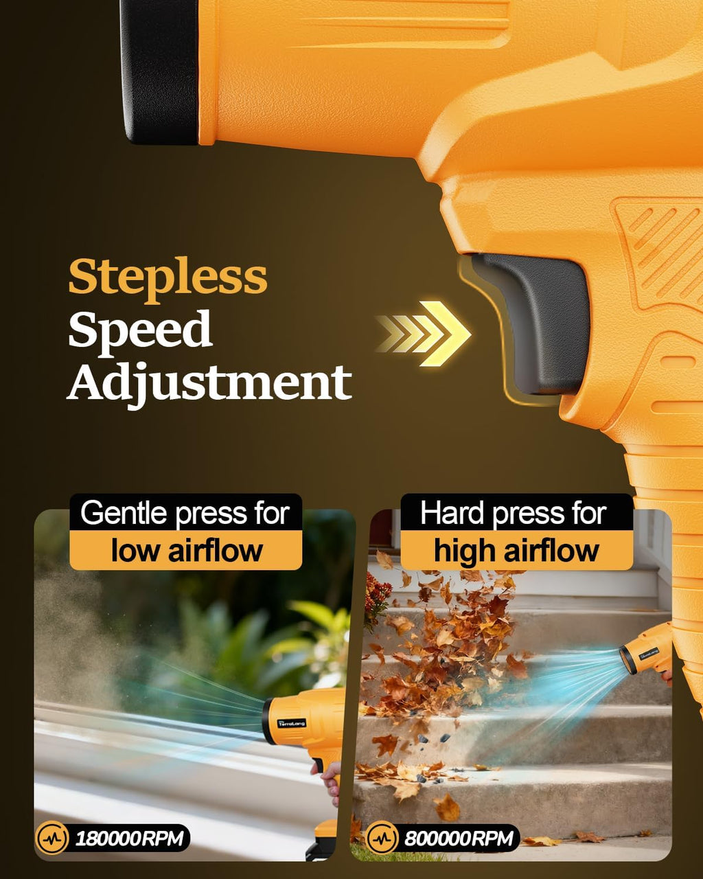 Electric Leaf Blower Cordless,800000RPM Adjustable Gear Handheld Leaf Blower with 2 * 4.0Ah Batteries and Charger Included.Power blowers for Lawn Debris.