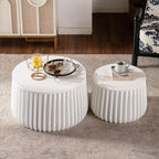 Geelife White Round Storage Table Set with Lift-Off Lid and Nesting Design | Lift-off lid reveals hidden storage compartment for blankets and essentials