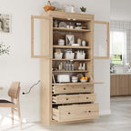 78” Kitchen Cabinet Pantry, Food Storage Cabinet with 3 Drawers, Adjustable Shelves & Power Outlet, Food Pantry for Kitchen Dining Room, Easy Assembly (Natural)