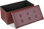Nouva 30 Inches Ottoman Storage Bench, Folding Design Chest Faux Leather Ottomans Footrest for Bedroom Living Room Office,Entryway, Brown