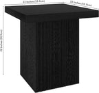 Henn&Hart 22" Fluted Modern Wooden Square End Table, Ribbed Side Table, Nightstand for Living Room, Office, Family Room, or Bedroom, Natural Black