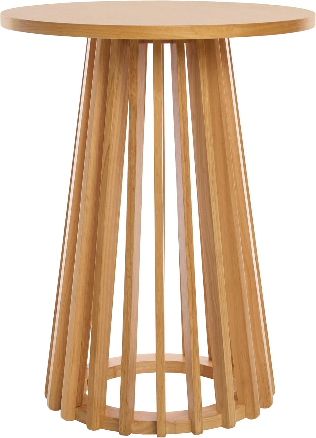SAFAVIEH Home Collection - Cassio Natural Brown Accent Table, Sculptural Modern Side Table, Flared Slatted Base (ACC9200B)