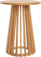 SAFAVIEH Home Collection - Cassio Natural Brown Accent Table, Sculptural Modern Side Table, Flared Slatted Base (ACC9200B)