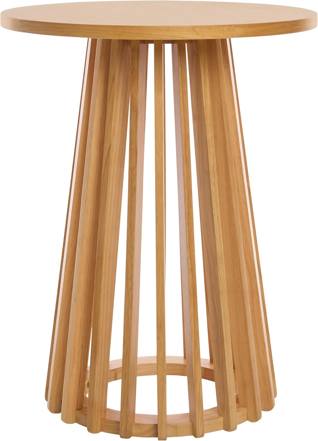SAFAVIEH Home Collection - Cassio Natural Brown Accent Table, Sculptural Modern Side Table, Flared Slatted Base (ACC9200B)