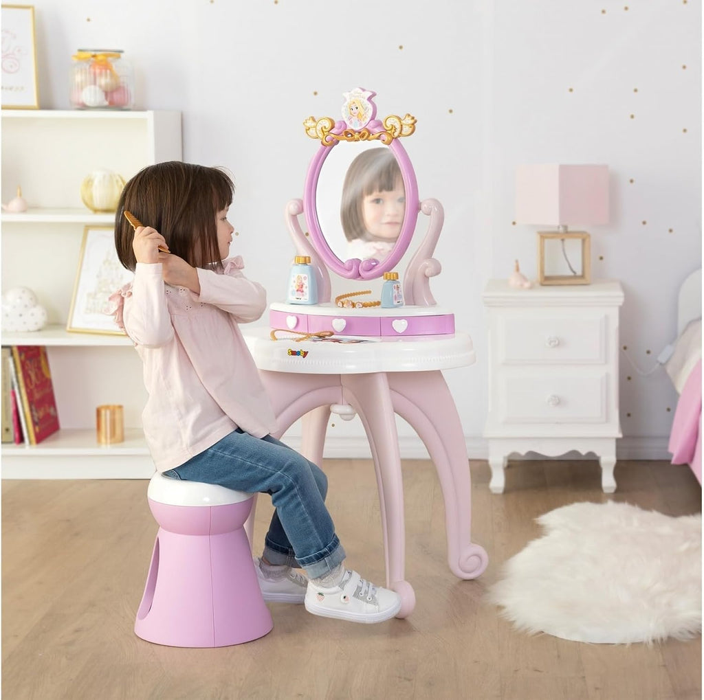 Smoby - Gabby et la Maison Magique - 2-in-1 Dressing Table - Stool + 12 Dummy Accessories Included - Adjustable Mirror - Suitable for Ages 3 and Above - Made in France