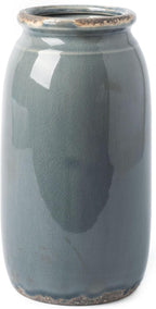 VICTOR & TERESA Rustic Blue and Grey Vase for Home Decor, Ceramic Vases for Flowers, Modern Farmhouse Decorative Vases for Pampas Grass,Table Accent, Mantel, Living Room,Bookshelf, Centerpieces, 8''