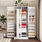 MOUMON Kitchen Pantry Storage Cabinet with Doors and Shelves, Rotating Racks, Tall Pantry Cabinet Cupboard with Door Racks, White, 19.7”D x 31.5”W x 72.2”H