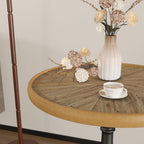Retro Side Table Round End Table - 20" French Country Wooden Coffee Table with Metal Legs, Vintage Accent Table for Living Room, Bedroom, Farmhouse, Café (Distressed White)