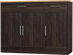 Shintenchi Modern Farmhouse Sideboard Buffet Cabinet,Barn Doors Buffet Cabinet with 2 Drawers & 3 Doors,Wood Coffee Bar Cabinet with Adjustable Shelf for Kitchen Living Room,Brown