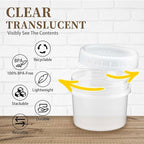 TUZAZO 5 Oz Food Storage Containers with Screw Lids, 12-Count BPA Free Small Snack Plastic Freezer Container for Sauce, Jam and Puree, Reusable Plastic Ice Cream Containers