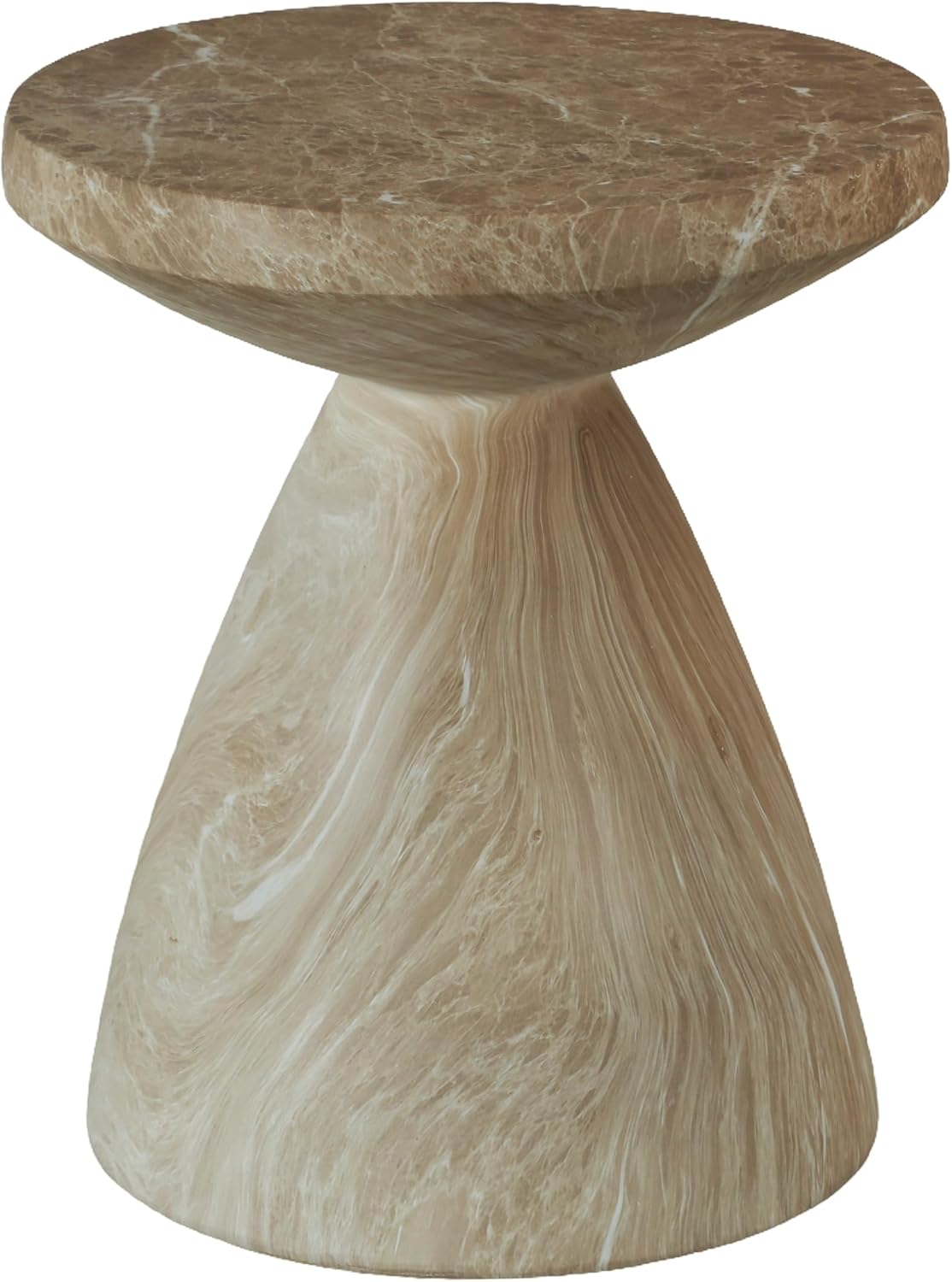 17.72" Cement End Tables for Patio,Faux Terrazzo Modern Small Round Side Accent Table,Tree Stump Garden Stool Drum Indoor and Outdoor,Marble