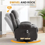 Swivel Rocker Recliner Chair with Vibration Massage & Lumbar Heating, Ergonomic Lounge Chair for Living Room, Rocking Function, Side Pocket, 2 Cup Holders, USB Charging Port
