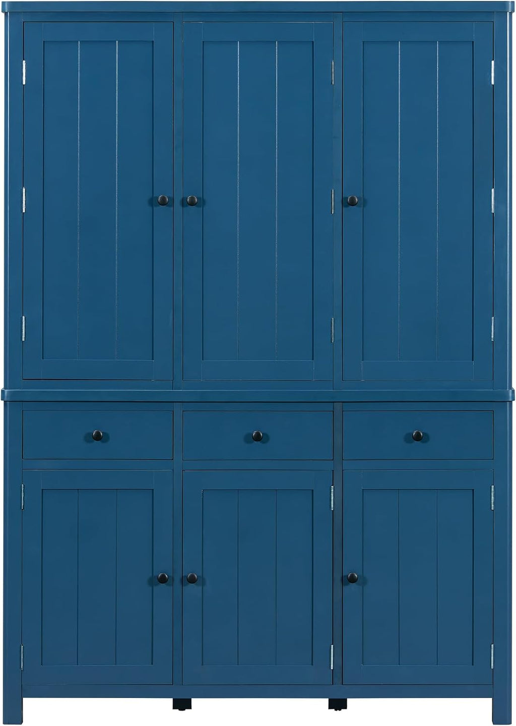 Merax 74.8'' Tall Kitchen Pantry Storage Cabinet with 6 Doors, 3 Drawers and Adjustable Shelves, Freestanding Large Cupboard & Pull-Out Trays for Kitchen, Dining Room, Living Room, Blue