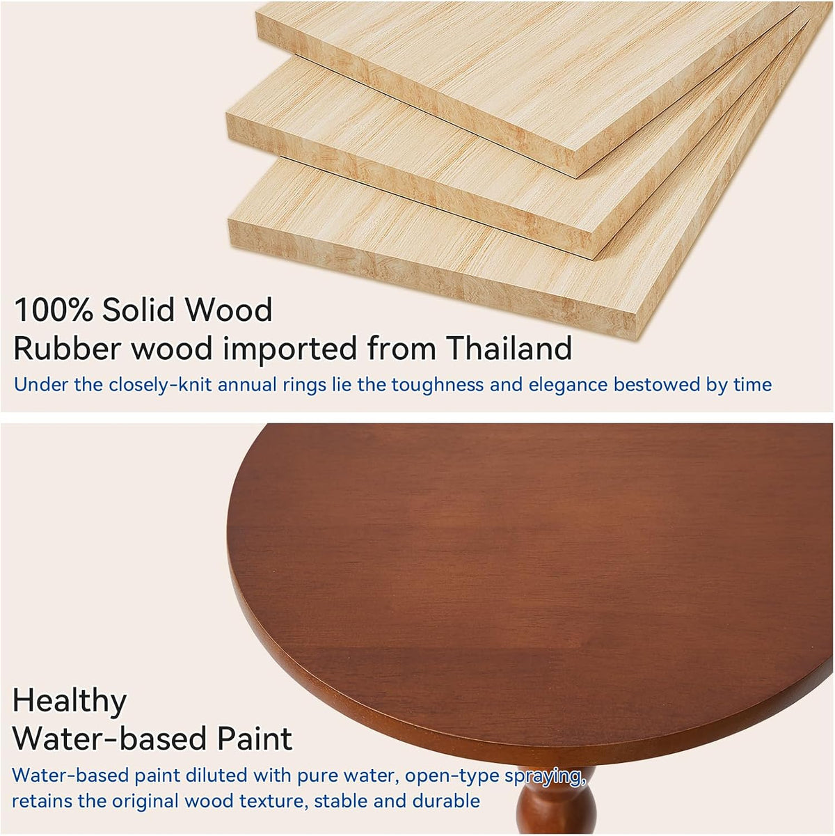 Aibiju Round Side Table, Solid Wood End Table, Small Drink Table Sofa End Table, Bedroom Small Corner Table, Sturdy Weight-Bearing Design Brown YD-RST001H