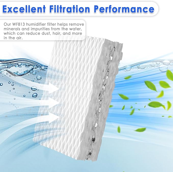 3Pack WF813 Humidifier Filter Replacement for Equate EQ-2119-UL EQWF813, for Relion WF813 RCM-832 RCM-832N, for ProCare PCWF813 PCCM-832N PCCM-840, Include 3Pack Humidifier Cleaning Fish