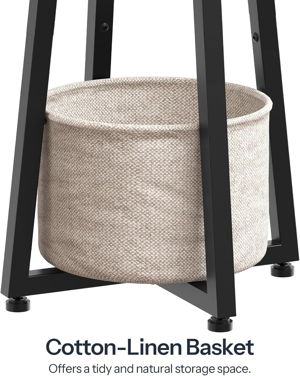 HOOBRO Small Round Side Table, 2-Tier Round Sofa End Table, Compact Nightstand with Cotton Linen Storage Basket, for Small Space, Living Room, Bedroom, Dorm, Rustic Brown BF183BZ01
