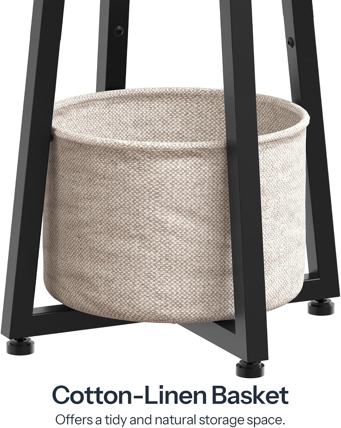 HOOBRO Small Round Side Table, 2-Tier Round Sofa End Table, Compact Nightstand with Cotton Linen Storage Basket, for Small Space, Living Room, Bedroom, Dorm, Rustic Brown BF183BZ01
