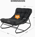 Grand patio Outdoor Rocking Chair, Padded Cushion Recliner Rocker for Front Porch Sunroom Patio Backyard, Comfy Lounge Rocking Chair for Napping Relaxing, Grey