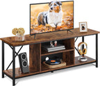 WLIVE Industrial TV Stand for Up to 65 inch TV, Heavy-Duty Metal Frame Entertainment Center with Adjustable Shelves & Cable Management, Media TV Console for Living Room Bedroom, Rustic Brown