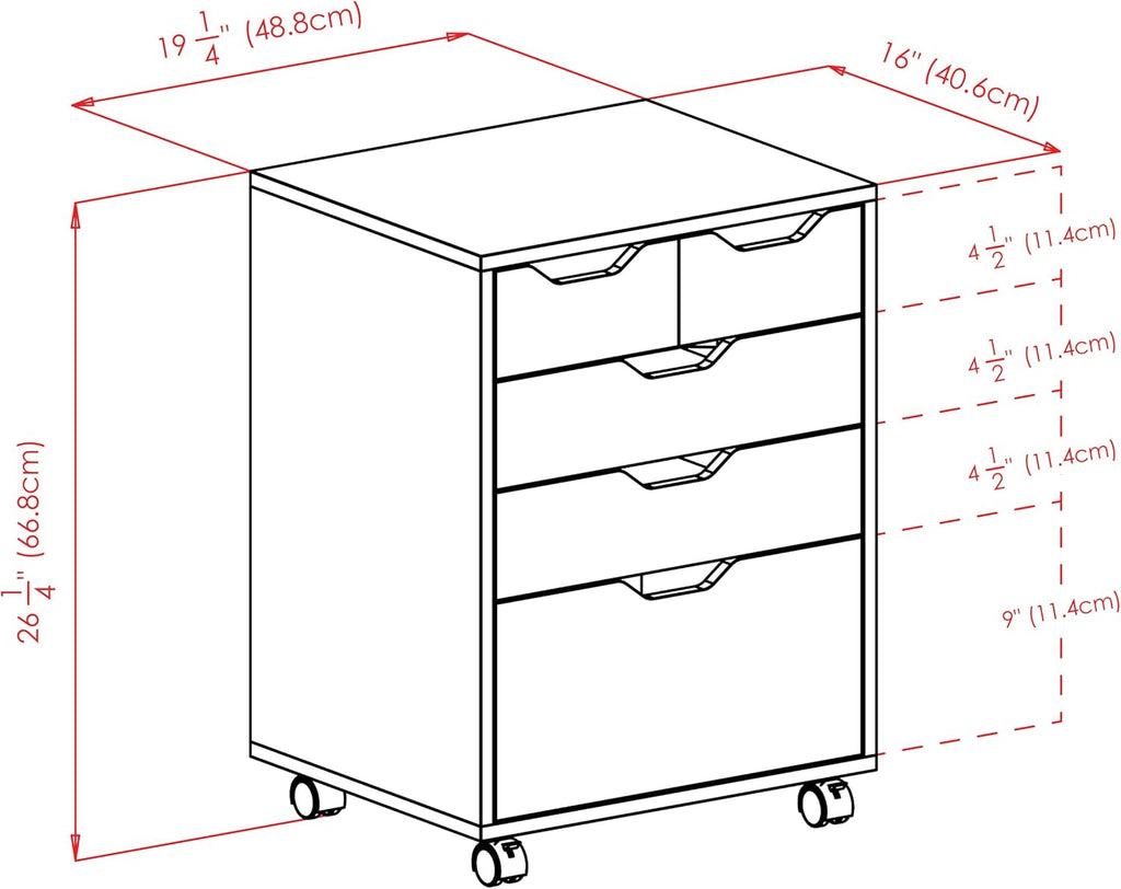 Winsome Halifax Mobile Storage Cabinet with 5 Drawers in White, Stylish & Functional Home Storage Cabinet for Filing, Kitchen Organization, Moveable Furniture for Office, Dorms, Apartments