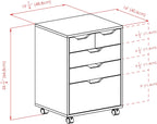 Winsome Halifax Mobile Storage Cabinet with 5 Drawers in White, Stylish & Functional Home Storage Cabinet for Filing, Kitchen Organization, Moveable Furniture for Office, Dorms, Apartments