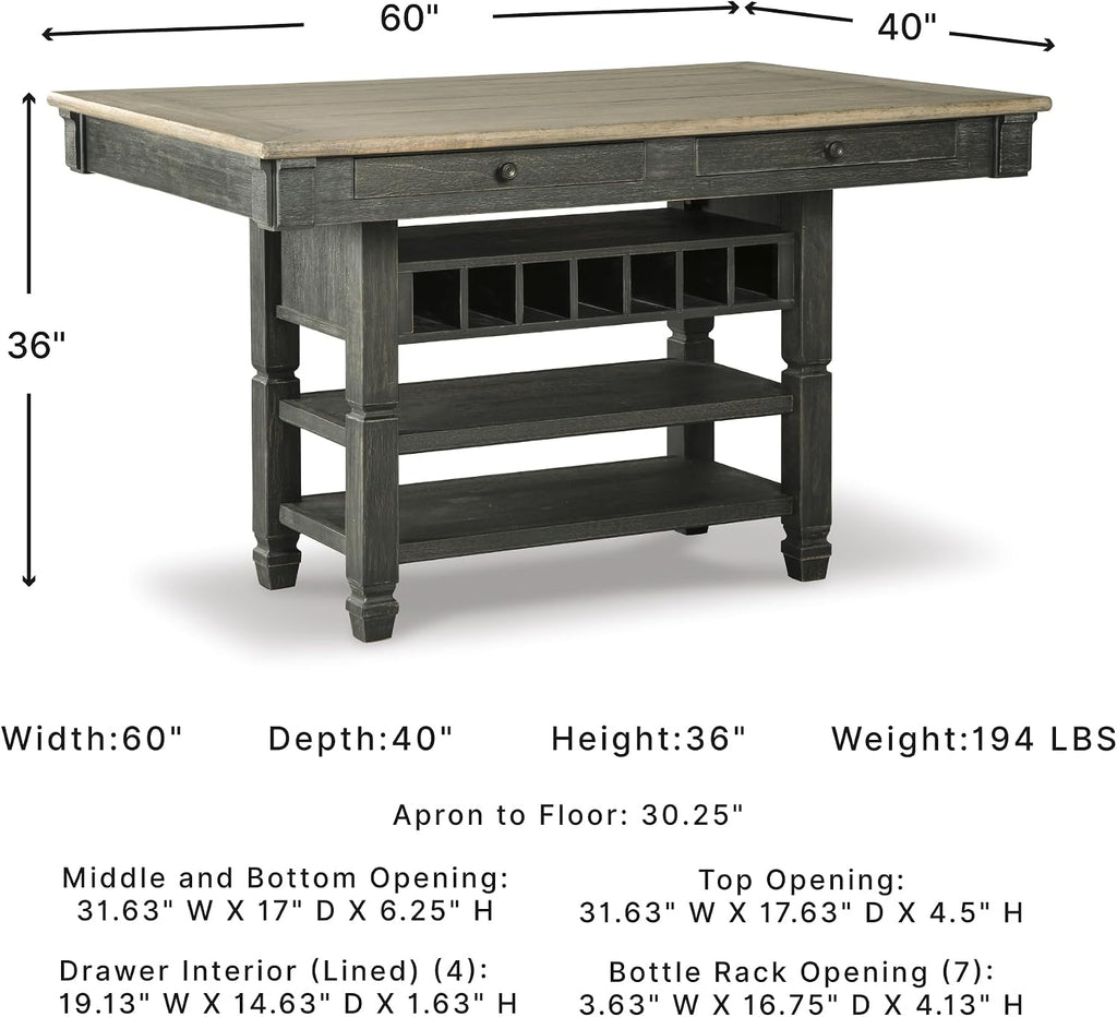 Signature Design by Ashley Counter Height Table with Storage, Farmhouse