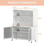 Kitchen Pantry Cabinet Tall Storage Cabinet with Glass Doors & Adjustable Shelves White Modern Cupboard for Kitchen Living Room Dining Room