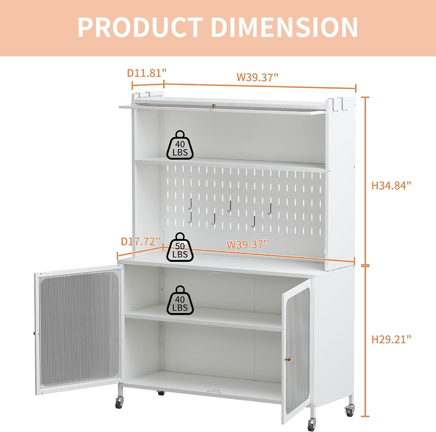 Kitchen Pantry Cabinet Tall Storage Cabinet with Glass Doors & Adjustable Shelves White Modern Cupboard for Kitchen Living Room Dining Room