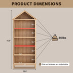 75.9" Tall Farmhouse Bookcase, Angle Arched 5 Tiers Large Bookshelf with Adjustable Shelves, Modern Wooden Geometric Book Shelf w/Storage and Open Display Shelves for Living Room, Office-Natural