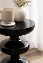 Kate and Laurel Fondi Modern Metal Round Side Table, 12 x 12 x 21, Black, Dorm Living Room Stacked Bubble End Table for Use as Bedroom Nightstand or Outdoor Patio Decor Option
