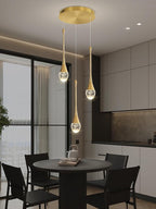 3-Light Gold Chandelier with Dimmable Ceiling Light Crystal Pendant Light for Kitchen Island, Dining Room, Living Room, Entry Hallway