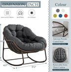 Outdoor Rocking Chair Set of 2, Patio Oversized Wicker Egg Rocking Chair, Indoor & Outdoor Comfy Rocker Chair with Thick Cushion, Modern Lounge Chair for Balcony, Porch, Garden, Backyard, Deck, Grey