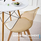 Dining Chairs Set of 4, Acrylic Mid Century Chairs, Light Brown | Clear Acrylic Backrest With Soft Padded Seat, Sturdy Wooden Legs. Ideal For Kitchen And Living Room