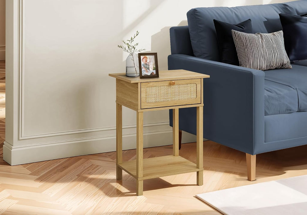 Monarch Specialties I 3842 Accent Table, 2 Tier, End, Nightstand, Side Table, Bedroom, Living Room, Natural Laminate