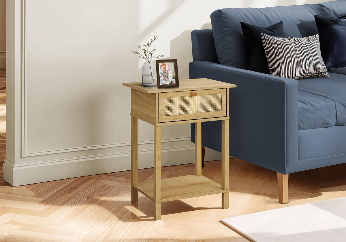 Monarch Specialties I 3842 Accent Table, 2 Tier, End, Nightstand, Side Table, Bedroom, Living Room, Natural Laminate