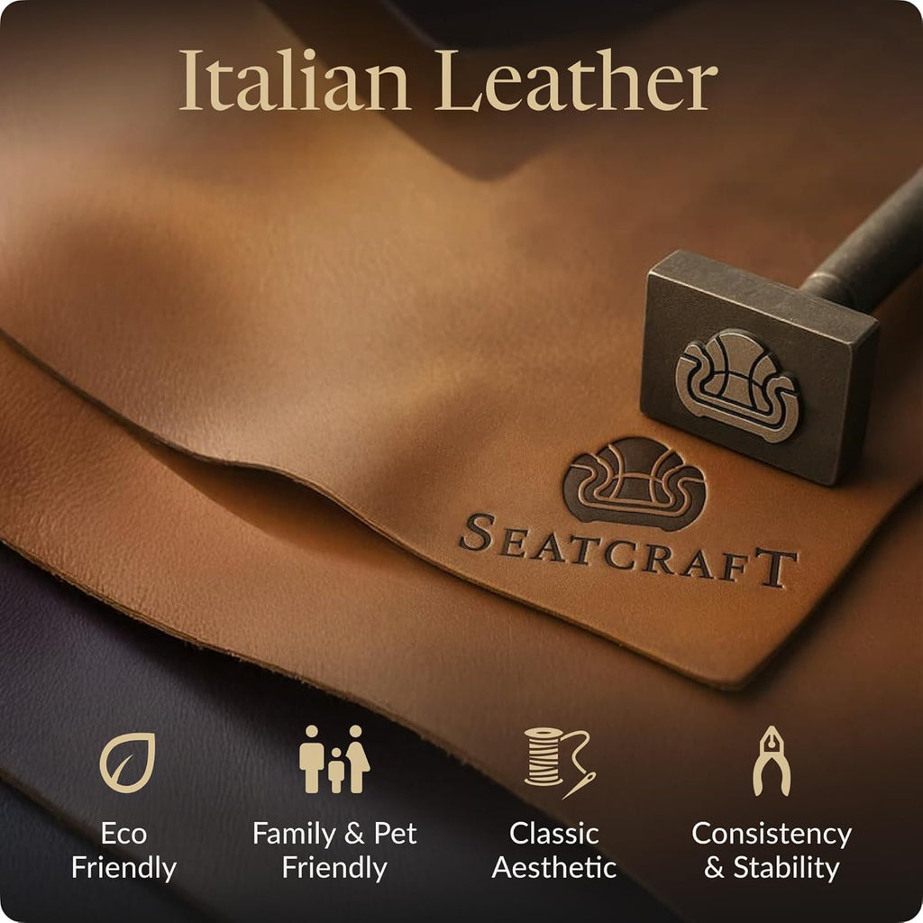 Seatcraft Diamante Black/Tan Oak Italian Leather Home Theater Seating, Zero Gravity Power Recliner, Gaming and Home Office Chair, Powered Headrest Furniture for Cinema Room, Row of 5 Middle Sofa