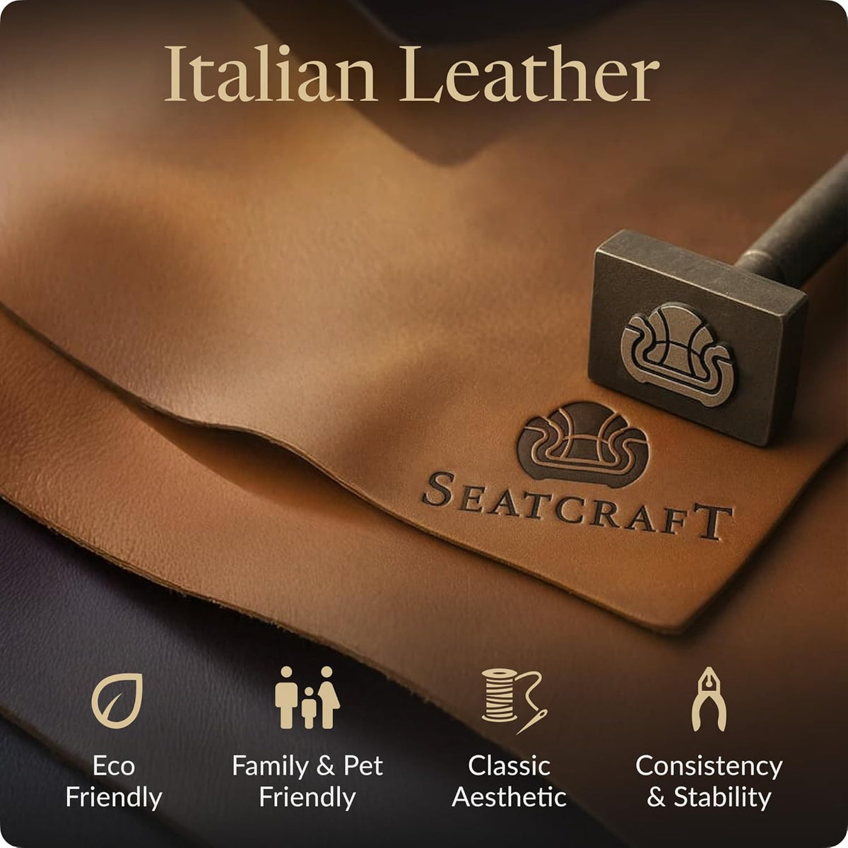 Seatcraft Diamante Black/Tan Oak Italian Leather Home Theater Seating, Zero Gravity Power Recliner, Gaming and Home Office Chair, Powered Headrest Furniture for Cinema Room, Row of 5 Middle Sofa