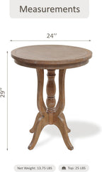 Farmhouse Accent End Table, Rustic Side Table with Natural Top for Family, Dining or Living Room, Handcrafted Finish, Narural Wood Color