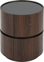 Italian High-End MDF Double-Layer Storage Round Side Table - Brown & Black Elegance