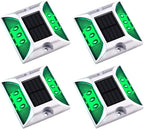 Aolyty Solar Dock Lights - IP68 Waterproof Outdoor Warning Step Lights for Sidewalk, Stair, Garden Pathway (4 Pack, Green)