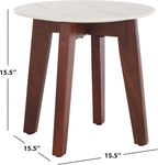 SAFAVIEH Home Collection - Helley Accent Table, White Ceramic Faux Marble Round Top with Walnut Brown Base, Fully Assembled (ACC2915A)