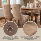 OVENTA Modern Tufted Upholstered Dining Chairs Set of 6, Sand Velvet Dining Room Chair with Solid Wood Legs, Sillas de Comedor, Kitchen Chairs (Sand, Velvet Set of 6)