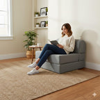 D&D Futon Furniture Sleeper Chair Folding Bed, Studio Sofa Guest Folded Mattress, High Density Foam (70 x 32 x 6, Gray)