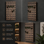 Wall Mounted Wine Riddling Rack,Wall Mounted Wine Rack Solid Wood Storage Organizer Vertical Display Stand for Kitchen Dining Room Bar Rustic Home Decor Space Saving Design(2 * 8, Brown)
