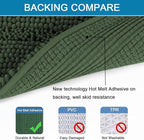 H.VERSAILTEX Bathroom Rugs Bath Rugs for Bathroom Non Slip Bath Mats Extra Thick Chenille Striped Rug 17" x 24" Absorbent Soft Shaggy Washable Dry Fast Bath Mats for Bath Room Floor - Bronze Green