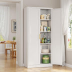 Metal Pantry Cabinet, 71"H x 28"W x 14"D Pantry Cabinets with 2 Doors and 4 Adjustable Shelves, Kitchen Pantry Storage Cabinets, Metal Storage Cabinet for Kitchen, Dining Room, Living Room-White