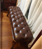 Modern 1.2m/1.5m Vintage European Bedside Stool Bedroom Carved Bench Wooden Shoe Changing Entryway(1.5m)