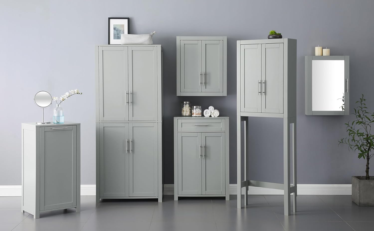 Crosley Furniture Savannah 2-Piece Pantry Storage Cabinet Set with Shelves, Kitchen, Dining, or Laundry Room, Gray