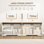 Hzuaneri 59" Farmhouse Storage Chest and Bench | 70 Gal | 330lb Seat | Soft-Close Hinges | Retro White | Shoe and Blanket Storage for Bedroom, Living Room, Entryway | Easy Assembly | SB15014X