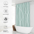 Punkray Light Green Shower Curtain for Bathroom with Hooks Shower Curtain Set, White Stripe Bath Curtains Decorative Shower Curtains Water Repellent Washable, 72 x 72